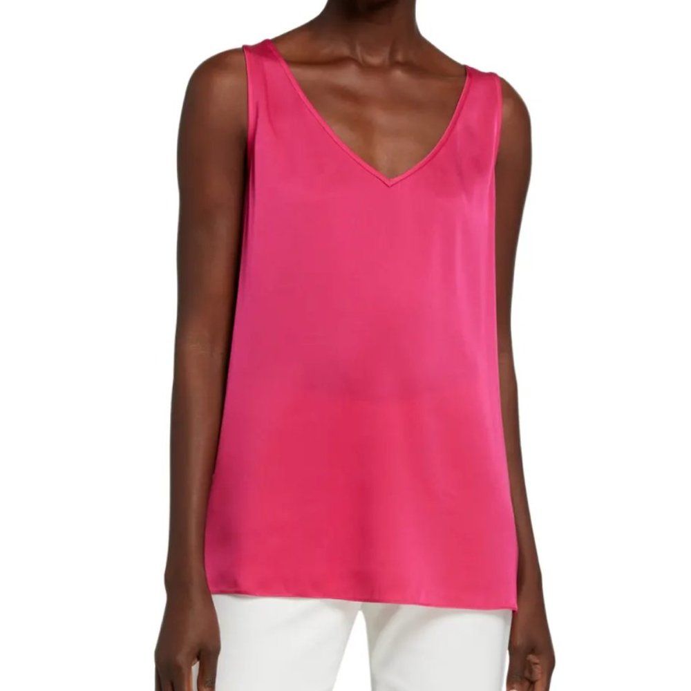 St. John Collection Georgette Liquid Satin Shell Hot Pink Wrinkle Resistant-M